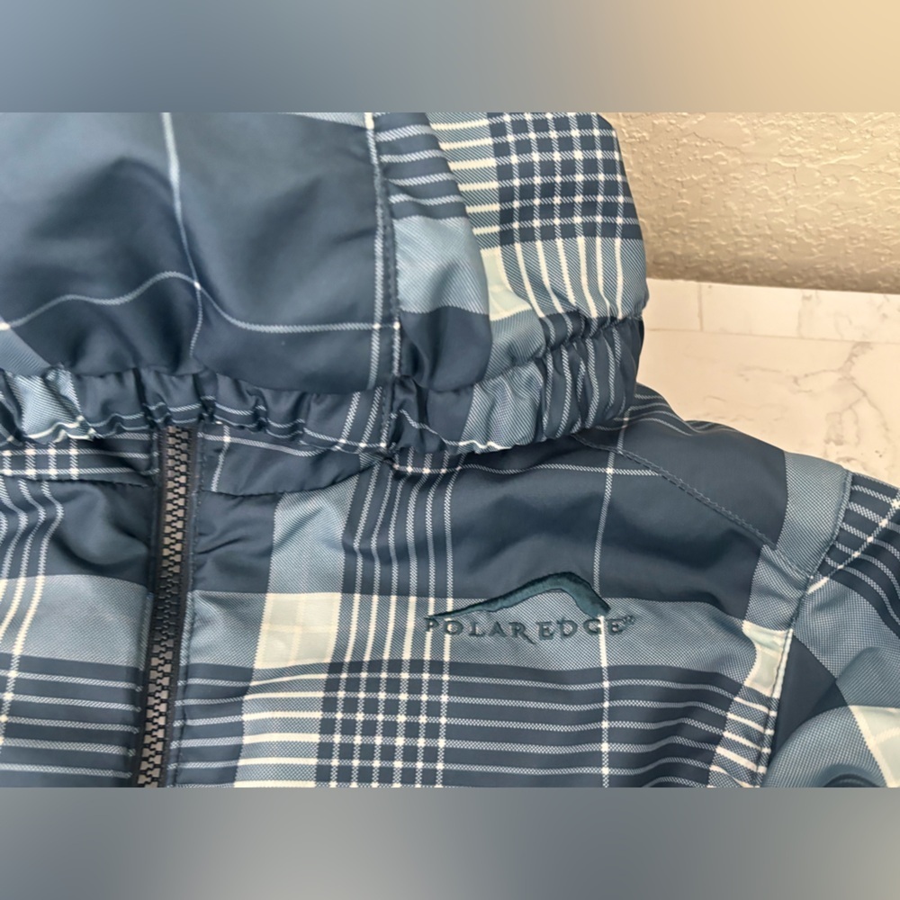 Polar Edge Reversible Winter Jacket Boys size Large Plaid Blue Full Zip Coat​​ - Picture 2 of 6